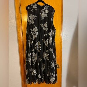 torrid Black and White Midi Clip Dot Mock Neck Dress